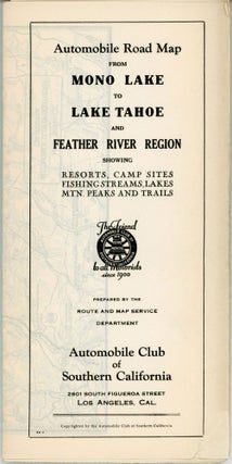 #165520) Automobile road map from Mono Lake to Lake Tahoe and Feather River region showing...