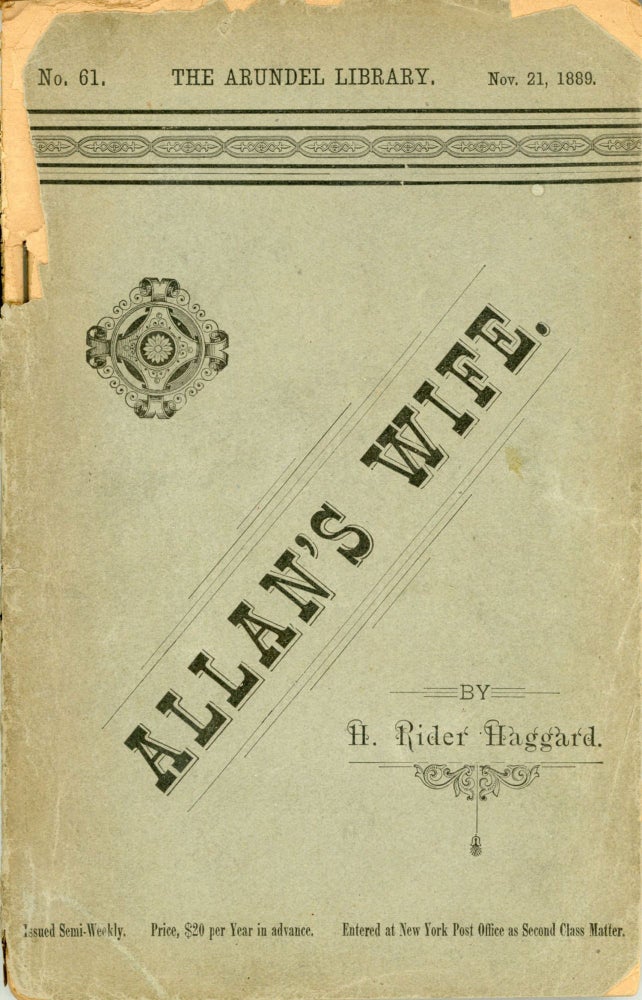 (#165943) ALLAN'S WIFE. Haggard, Rider.
