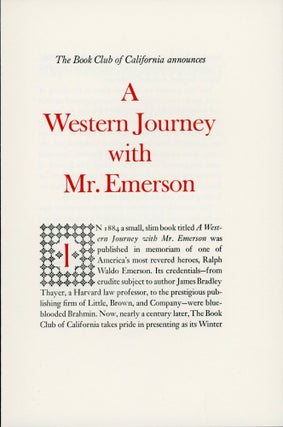 A western journey with Mr. Emerson ... edited with a foreword and notes by Shirley Sargent.