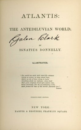 Atlantis: the Antediluvian world. By Ignatius Donnelly. Illustrated ... Twenty-first edition.