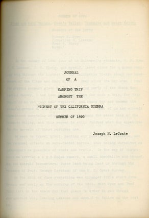 #166089) Journal of a camping trip amongst the highest of the California Sierra summer of 1890...