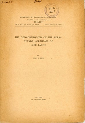 #166274) The geomorphogeny of the Sierra Nevada northeast of Lake Tahoe by John A. Reed [cover...