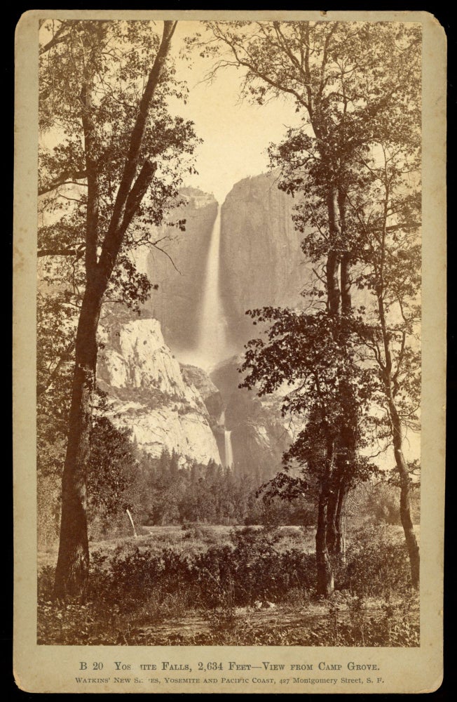 (#166311) [Yosemite Valley] Yosemite Falls, 2,634 Feet -- View from Camp Grove. Albumen print. CARLETON E. WATKINS.