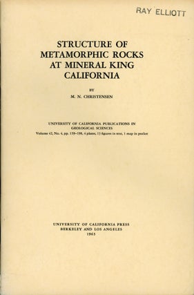 #166418) Structure of metamorphic rocks at Mineral King[,] California by M. N. Christensen. MARK...