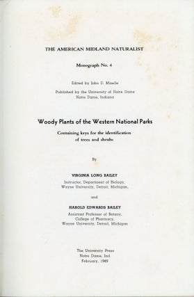 #166456) Woody plants of the western national parks containing keys for the identification of...