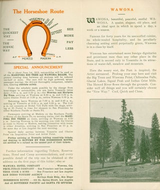 Yosemite Mariposa Big Trees the new way ... Literature, reservations and tickets of C. A. Wilcomb Agent Yosemite, Cal [cover title].