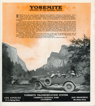 Yosemite all-year-round National Park California Y T S tour Tioga Pass route Yosemite Valley Hetch Hetchy Big Trees Glacier Point Lake Tahoe Yosemite Transportation System 1924 [cover title].