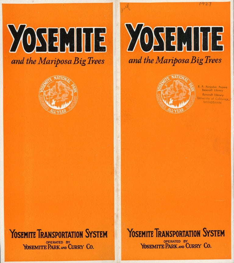 (#166533) Yosemite and the Mariposa Big Trees[.] Yosemite Transportation System operated by Yosemite Park and Curry Co. [cover title]. YOSEMITE PARK AND CURRY COMPANY.