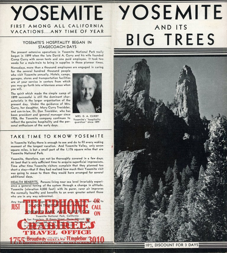 (#166540) Yosemite and its Big Trees ... [cover title]. YOSEMITE PARK AND CURRY COMPANY.