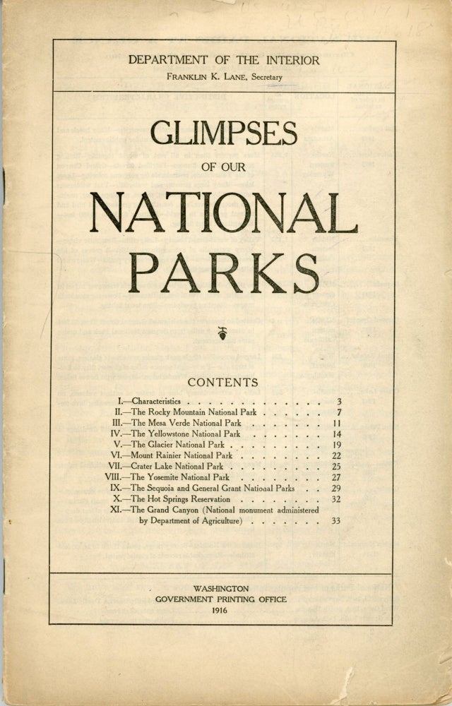 (#166632) Glimpses of our national parks ... [cover title]. ROBERT STERLING YARD.