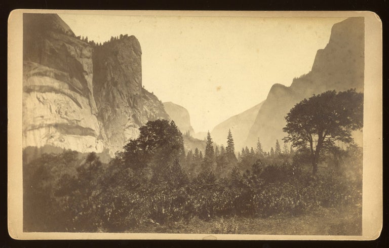 (#166641) [Yosemite Valley] Untitled [View up the Valley with Royal Arches, Washington Column and Mount Watkins on the left]. Albumen print. GUSTAVUS FAGERSTEEN.