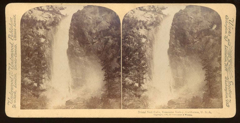 (#166652) [Yosemite Valley] "Bridal Veil Falls, Yosemite Valley, California, U. S. A." Stereo albumen print. UNDERWOOD, PUBLISHERS UNDERWOOD.