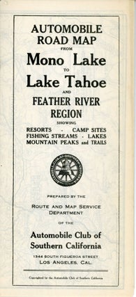 #166664) Automobile road map from Mono Lake to Lake Tahoe and Feather River region showing...