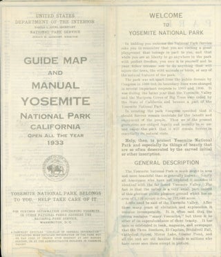 #166715) Motorists guide map and manual Yosemite National Park California open all year 1933 ......