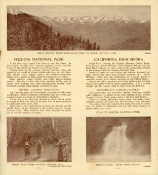 Sequoia and General Grant National Parks California[.] World's largest trees Kings River Canyon Kern River Canyon Mt. Whitney [cover title].