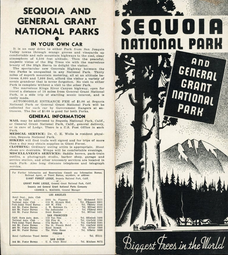 (#166731) Sequoia National Park and General Grant National Park[.] Biggest trees in the world [cover title]. SEQUOIA AND GENERAL GRANT NATIONAL PARKS COMPANY.