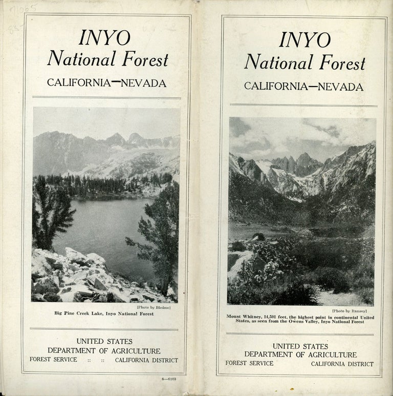 (#166804) Inyo National Forest California -- Nevada ... United States Department of Agriculture Forest Service California District [cover title]. UNITED STATES. DEPARTMENT OF AGRICULTURE. FOREST SERVICE. CALIFORNIA DISTRICT.