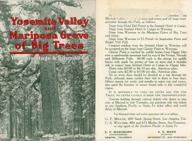 (#166823) Yosemite Valley and Mariposa Grove of Big Trees[.] Yosemite Stage & Turnpike Co. [cover title]. YOSEMITE STAGE AND TURNPIKE COMPANY.