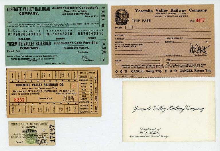 (#166884) Yosemite Valley Railway Company ephemera: tickets, trip pass, etc. YOSEMITE VALLEY RAILWAY COMPANY.