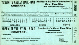 Yosemite Valley Railway Company ephemera: tickets, trip pass, etc.