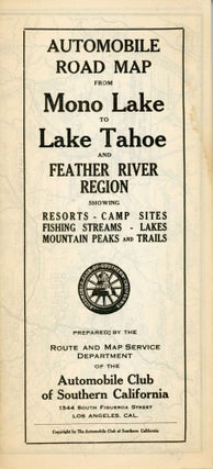#166929) Automobile road map from Mono Lake to Lake Tahoe and Feather River region showing...
