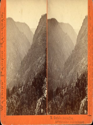 #166959) FOUR STEREOSCOPIC PHOTOGRAPHS OF THE CENTRAL PACIFIC RAILROAD AND PALISADE CANYON TAKEN...