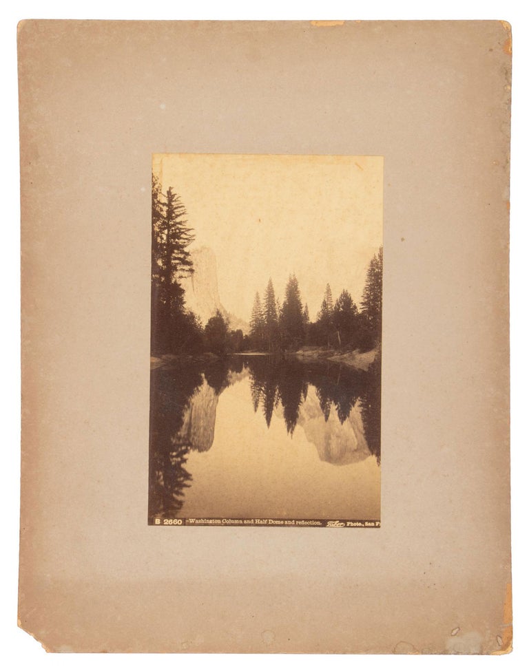 (#167128) [Yosemite Valley] "Washington Column and Half Dome and reflection." Albumen cabinet photograph. ISAIAH WEST TABER.