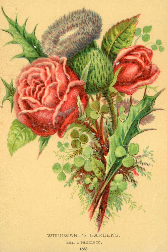 (#167132) WOODWARD'S GARDENS, SAN FRANCISCO, 1883 [caption title]. California, San Francisco, Woodward's Gardens, Victorian sentiment card.