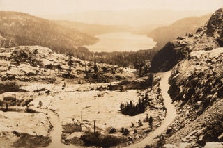 DONNER LAKE FROM SUMMIT -- LINCOLN HIGHWAY. Gelatin silver print.