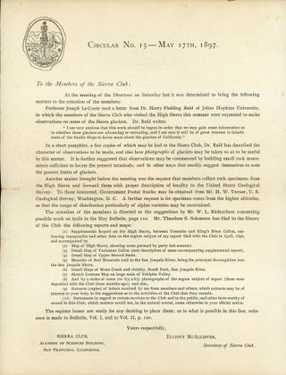 #167202) Circular no. 15 --- May 17th, 1897. To the members of the Sierra Club: At the meeting of...