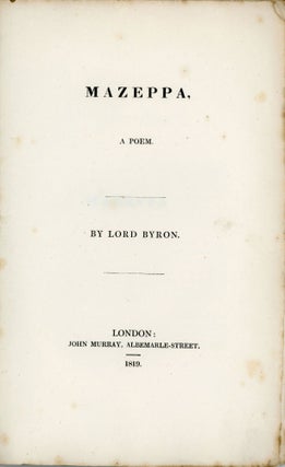 #167274) MAZEPPA, A POEM. Lord Byron, George Gordon
