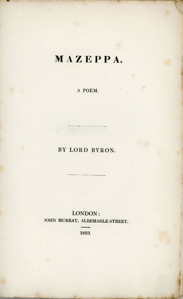 (#167274) MAZEPPA, A POEM. Lord Byron, George Gordon.