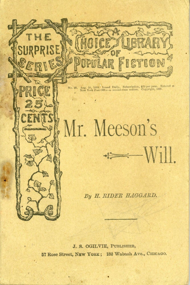 (#167320) MR. MEESON'S WILL. Haggard, Rider.