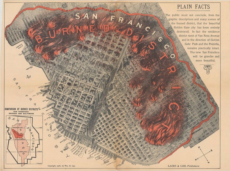 (#167378) SAN FRANCISCO BURNED DISTRICT [caption title]. California, San Francisco, 1906 Earthquake, Fire, Laird, Publishers Lee.