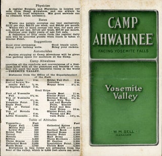 #167441) Camp Ahwahnee facing Yosemite Falls Yosemite Valley[.] W. M. Sell manager [cover title]....