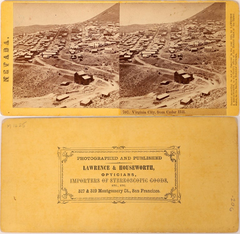(#167526) VIRGINIA CITY, FROM CEDAR HILL. Number 707. Stereo view. Albumen print. Nevada, Virginia City, Lawrence, publishers Houseworth.