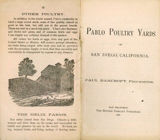 #167669) PABLO POULTRY YARDS OF SAN DIEGO, CALIFORNIA. PAUL BANCROFT, PROPRIETOR [cover title]....