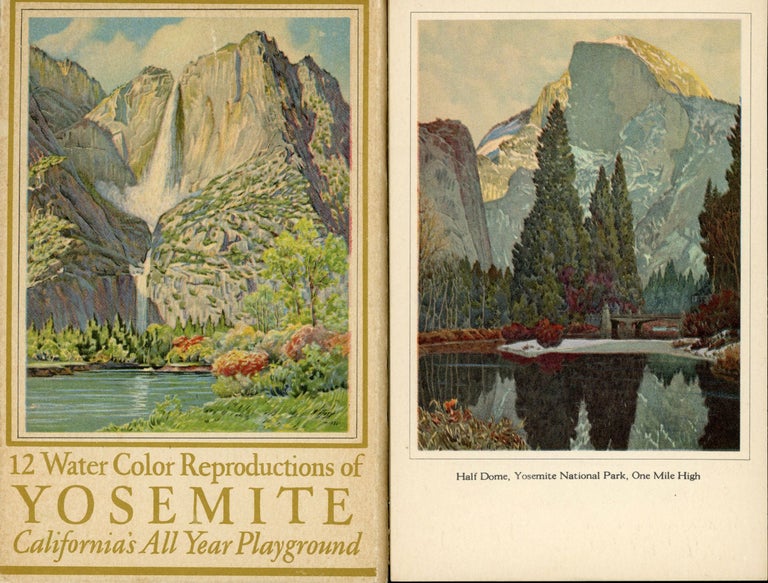 (#167679) 12 water color reproductions of Yosemite California's all year playground [card mailing folder title]. GUNNAR WIDFORSS.