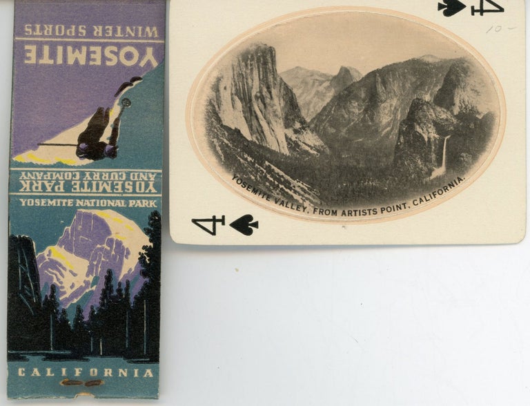 (#167680) Yosemite National Park ephemera: matchbook, playing card. YOSEMITE PARK AND CURRY COMPANY.