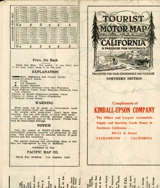 #167681) Tourist motor map of California a paradise for motorists presented for your convenience...