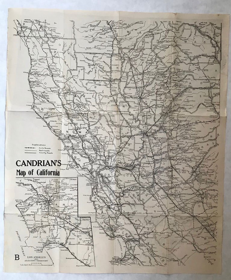 (#167682) CANDRIAN'S MAP OF CALIFORNIA [with] CANDRIAN'S RELIEF MAP OF CALIFORNIA AND NEVADA. Hermon Anton Candrian.