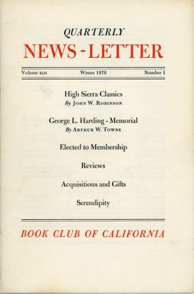 #167903) "High Sierra Classics" In: BOOK CLUB OF CALIFORNIA QUARTERLY. John W. Robinson