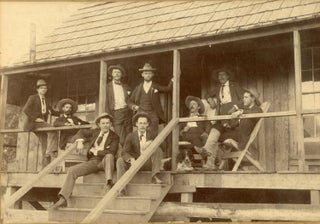 #168162) (Fresno County; Sequoia National Forest; Millwood) Photographic portrait of nine men and...