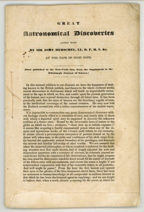 #168415) [THE MOON HOAX] GREAT ASTRONOMICAL DISCOVERIES LATELY MADE BY SIR JOHN HERSCHEL, LL.D....