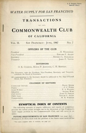 #168510) "Water Supply for San Francisco" In: Transactions of the Commonwealth Club of...