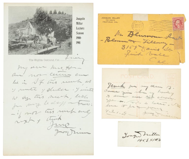 (#168610) AUTOGRAPH LETTER, SIGNED (ALs). Not dated, written on an illustrated letter sheet headed "Joaquin Miller Lecture Season 1900-1901." Joaquin Miller.