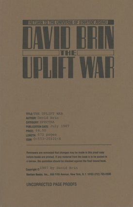 #169773) THE UPLIFT WAR. David Brin