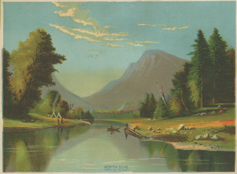 (#169861) Seven Victorian chromolithographs as follows: "North Dome [i.e. Half Dome] / Yosmetie [sic] Valley;" "South Dome [i.e. North Dome] & Washington Column. / Yosmetie [sic] Valley;" "Yosemite Valley [from Artist's Point];" "Three Brothers;" "Merced River / Yosmetie [sic] Valley;" "El Capitan;" and "Sentinel Rock." E. P. RESTEIN, L, publisher.