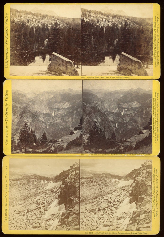 (#169956) [Yosemite Valley; Yosemite High Sierra] 28 Stereo albumen prints, all part of the "California. -- Yo-Semite Valley" series, as listed below. JOHN P. SOULE, publisher.