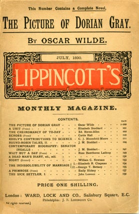#169960) "THE PICTURE OF DORIAN GRAY." In LIPPINCOTT'S MONTHLY MAGAZINE. Oscar Wilde